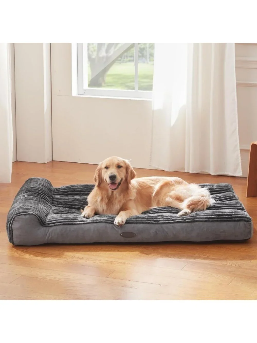 Giant Dog Bed for Large Breeds, Soft Bolster Pet Couch with Pillow & Non-Slip